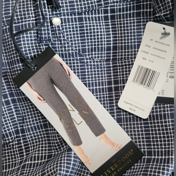 LIVERPOOL JEANS COMPANY MADONNA SLIM ANKLE PLAID PANTS / TROUSERS - Picture 4 of 7